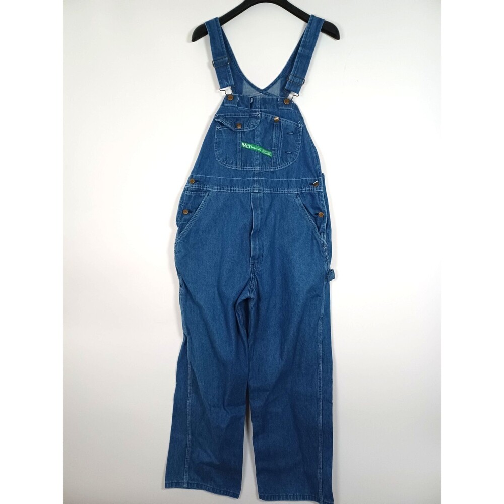 Vintage Key Imperial Denim Bib Overalls Size 36x29 Utility Ranch Farm Carpenter